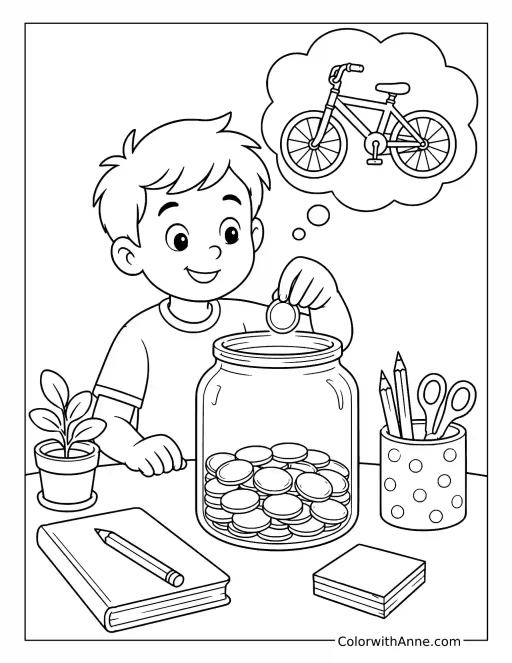 Saving Money for a Bicycle coloring page
