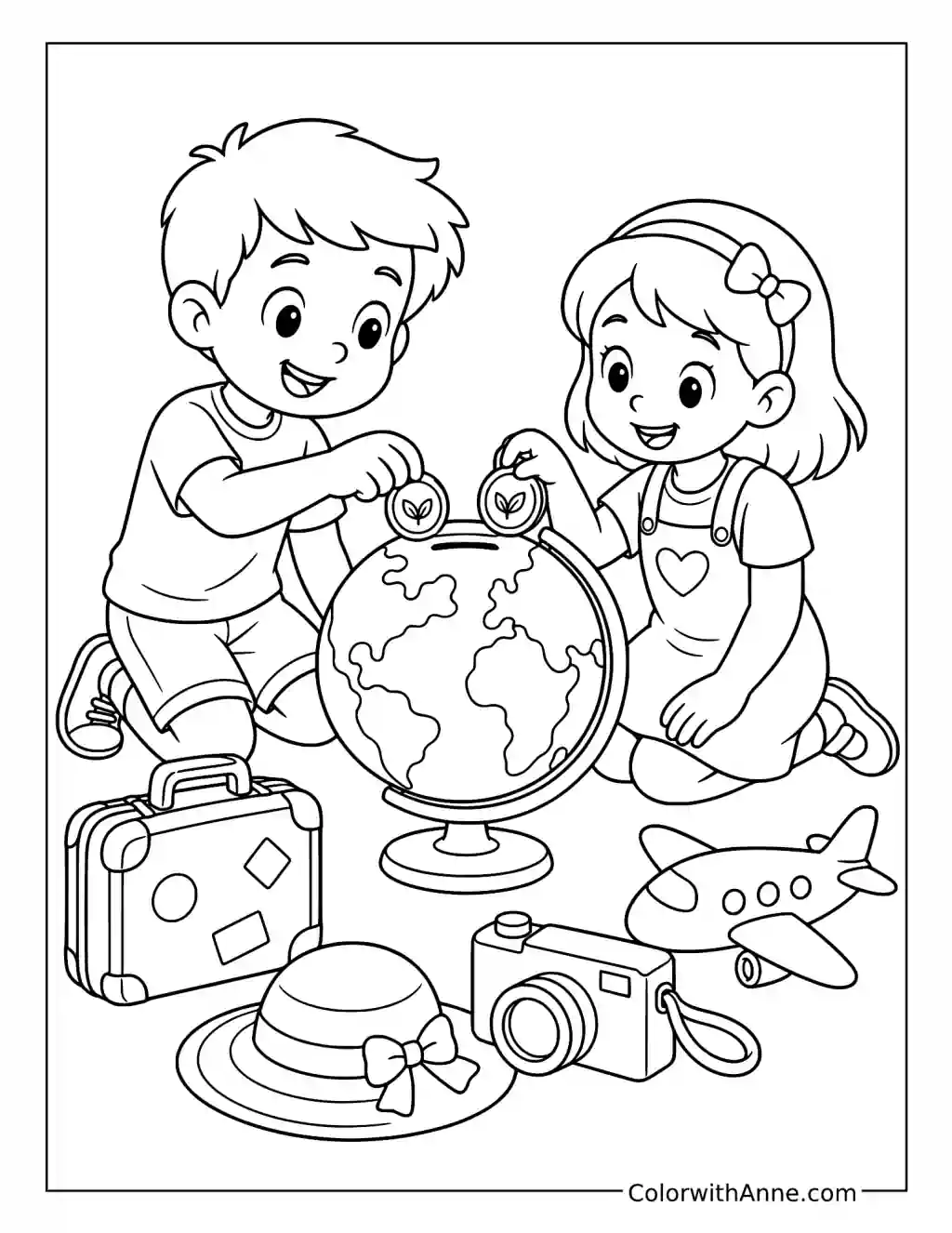 Saving Money for a Family Trip coloring page