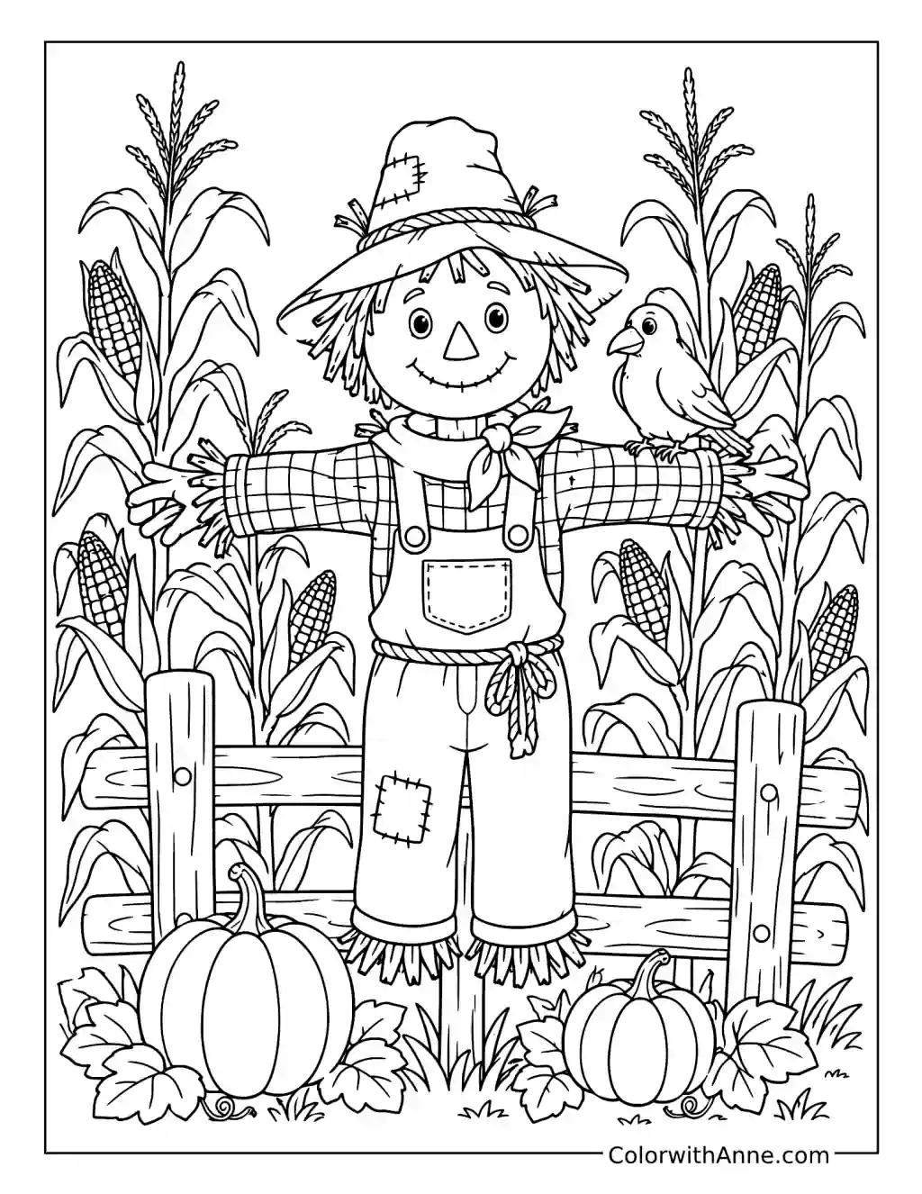 Scarecrow in the Cornfield coloring page