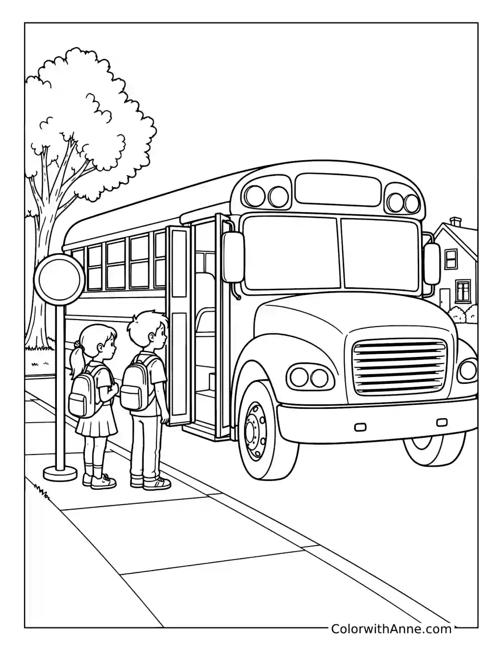 School Bus Stop coloring page