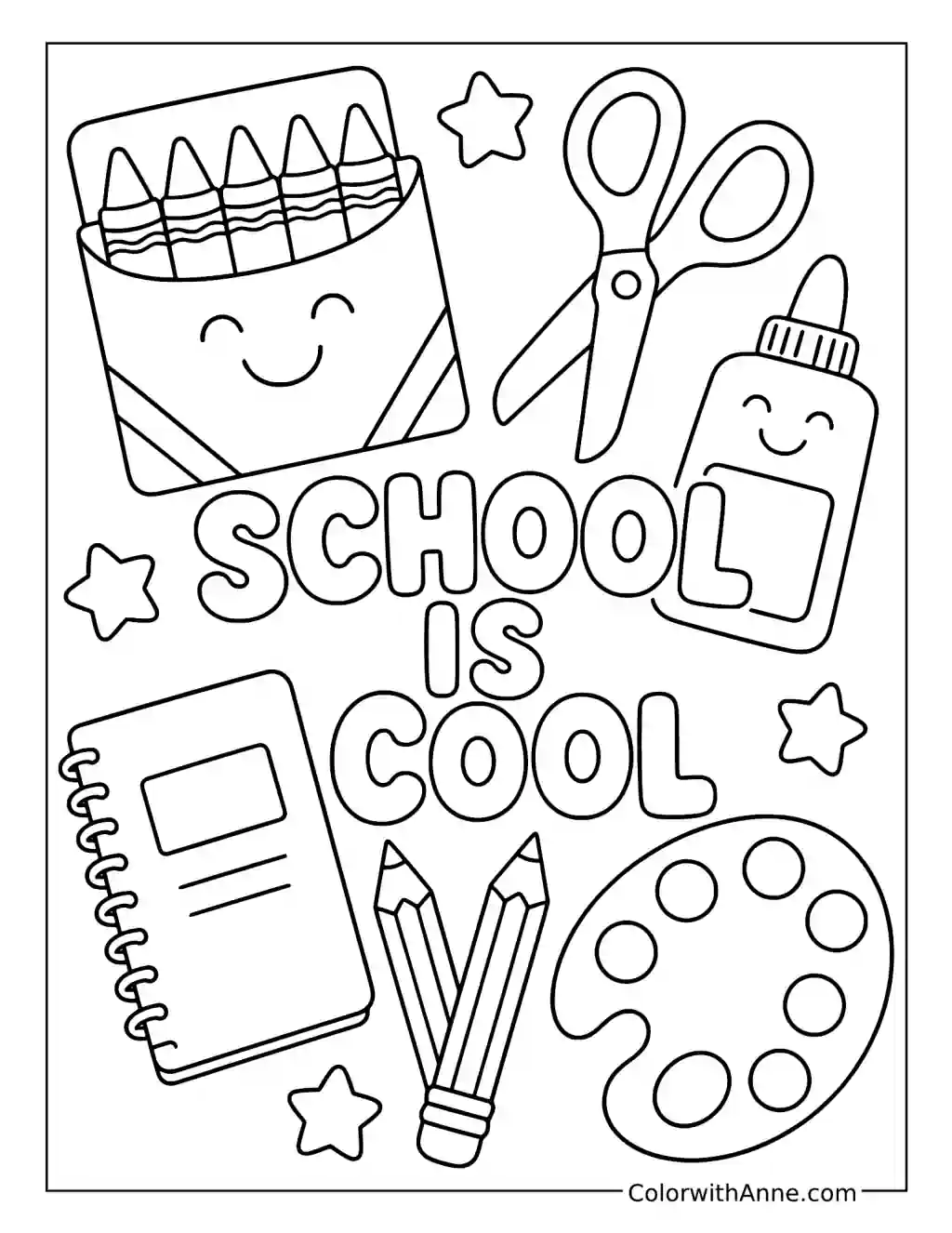 School Is Cool Coloring Collage coloring page