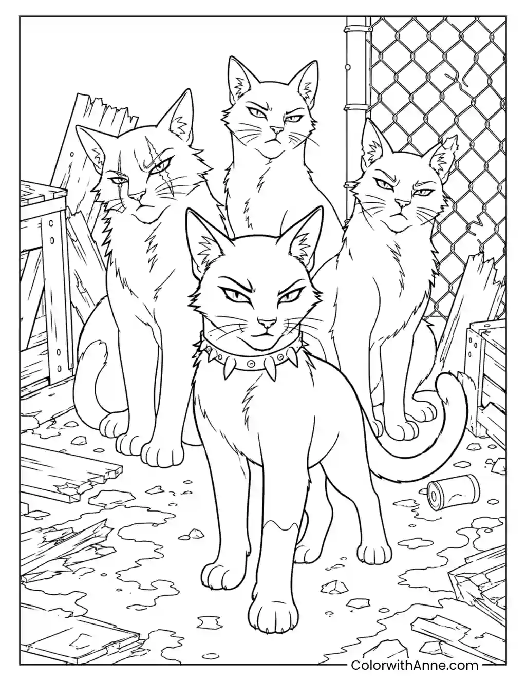 Scourge and the BloodClan Cats coloring page