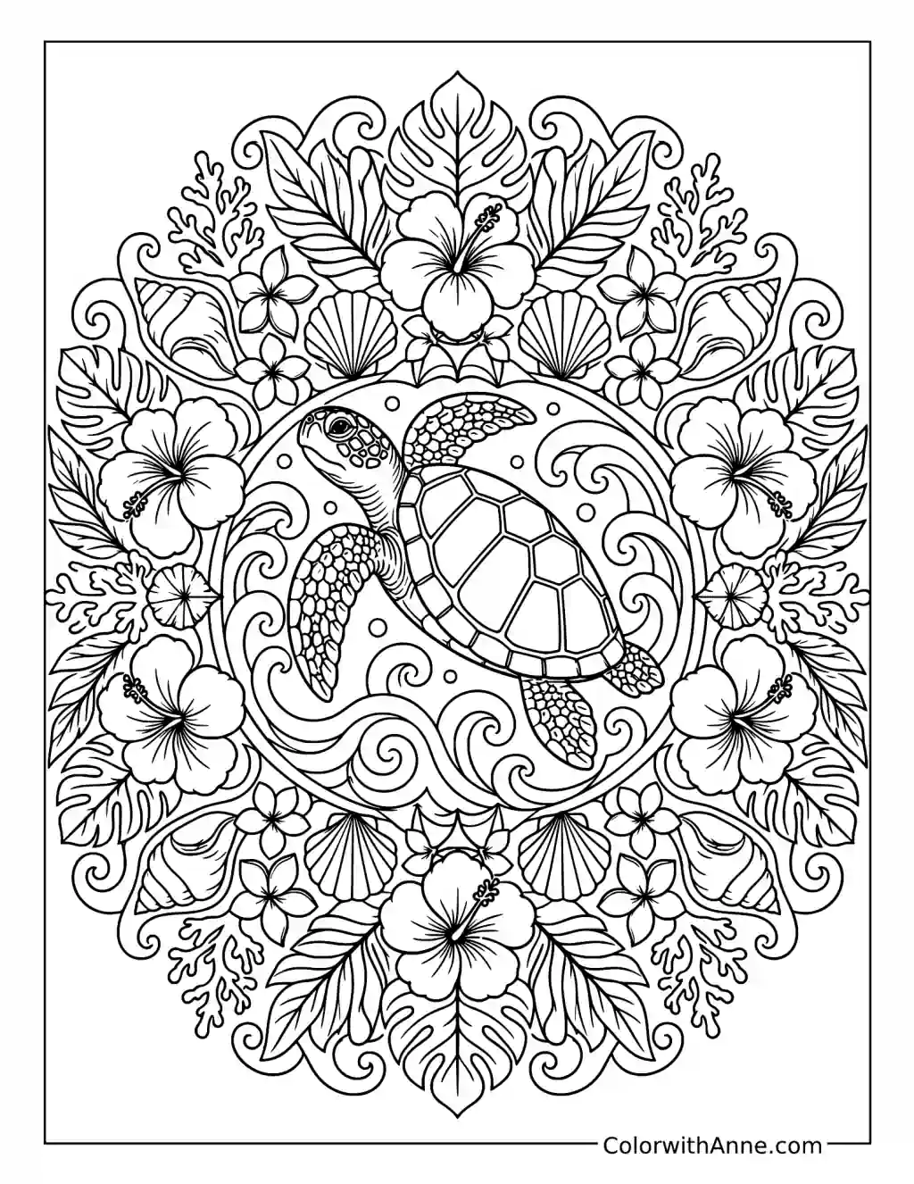 Sea Turtle Mandala coloring page