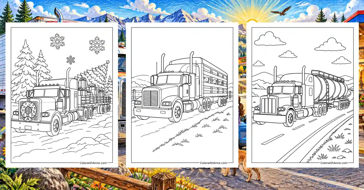 Semi Truck Coloring Pages banner