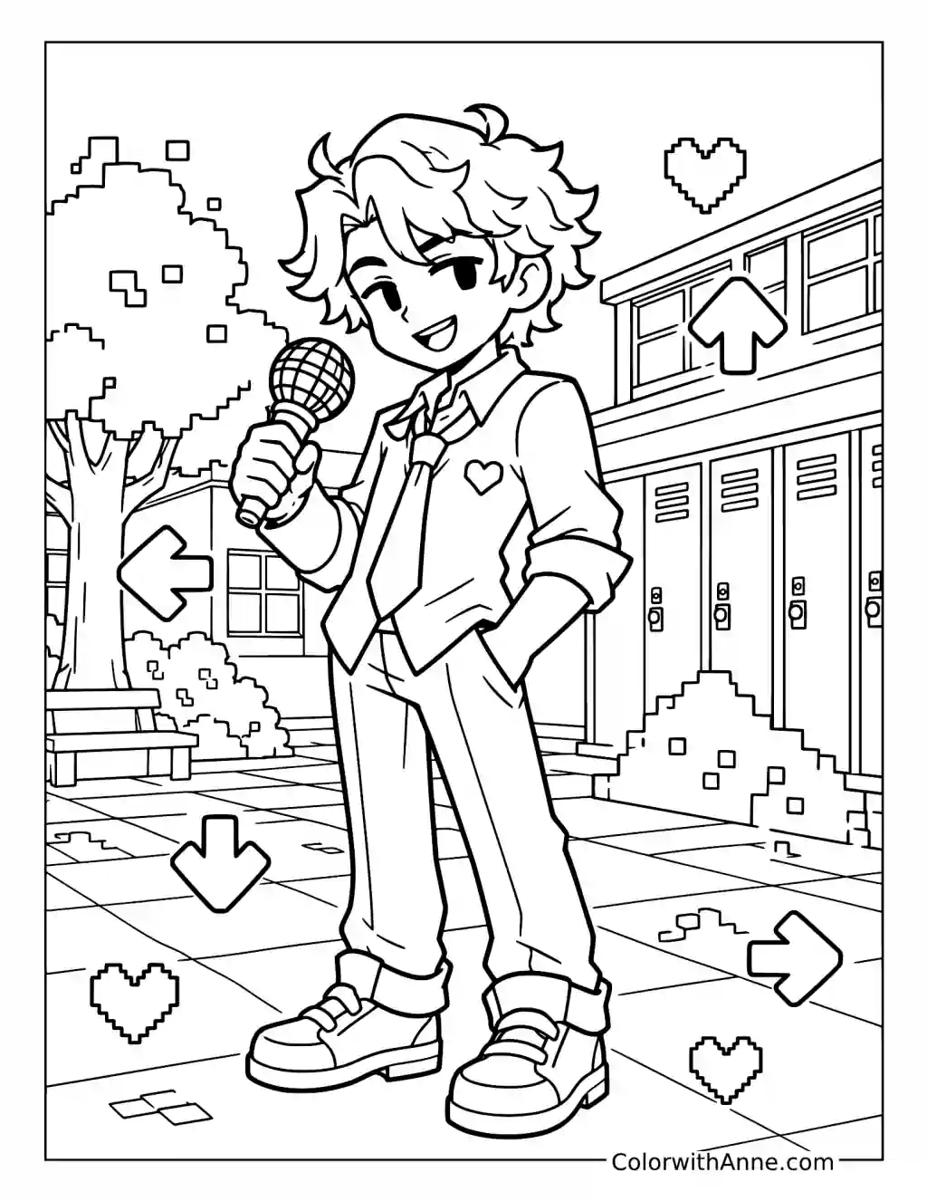 Senpai Pixel School Performance coloring page
