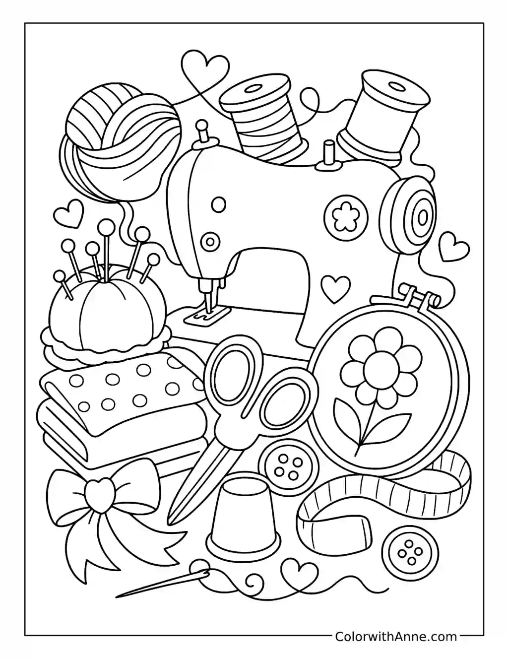 Sewing and Crafts Doodle Art coloring page