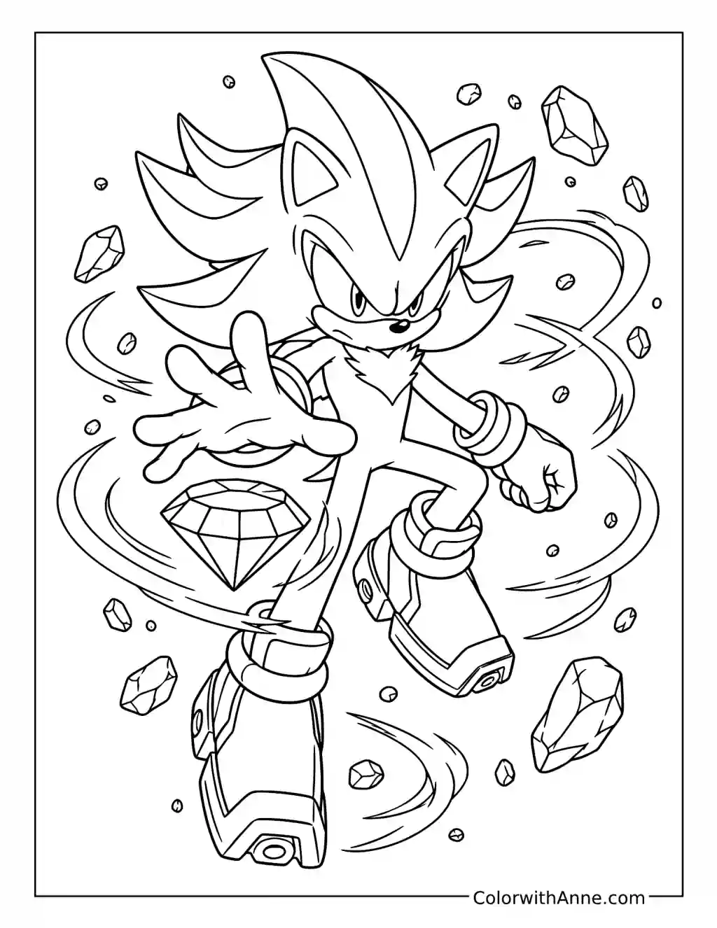 Shadow the Hedgehog Chaos Control coloring page