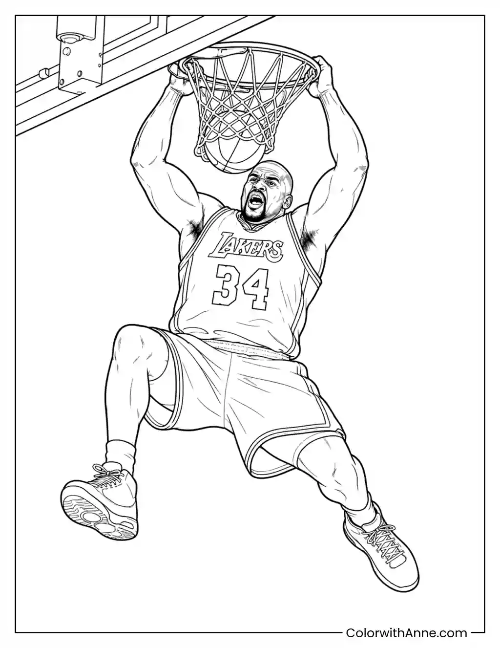 Shaquille O’Neal Rim-Shaking Dunk coloring page