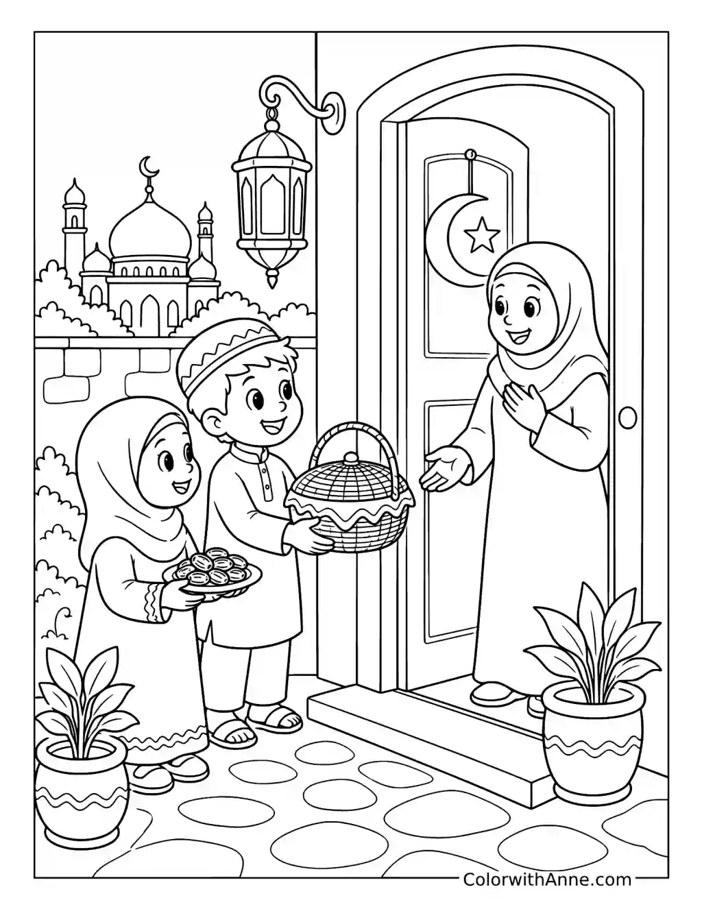 Sharing Food with Neighbors coloring page