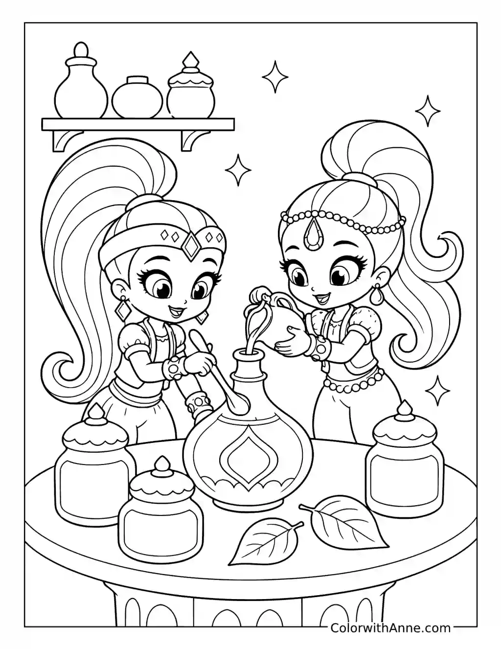 Shimmer and Shine's Potion Workshop coloring page