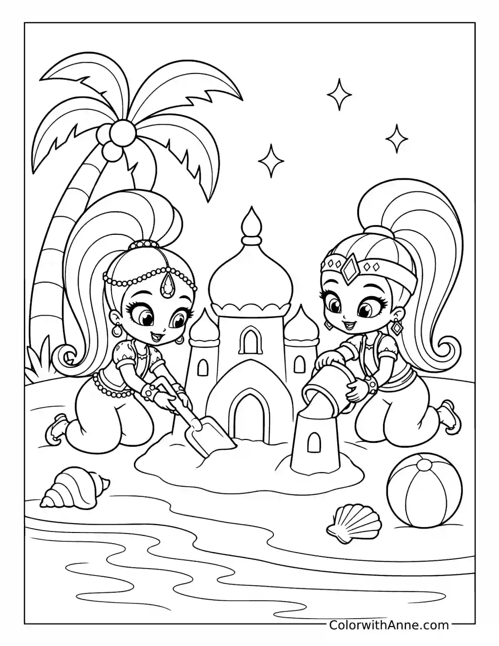 Shimmer and Shine's Sand Palace coloring page