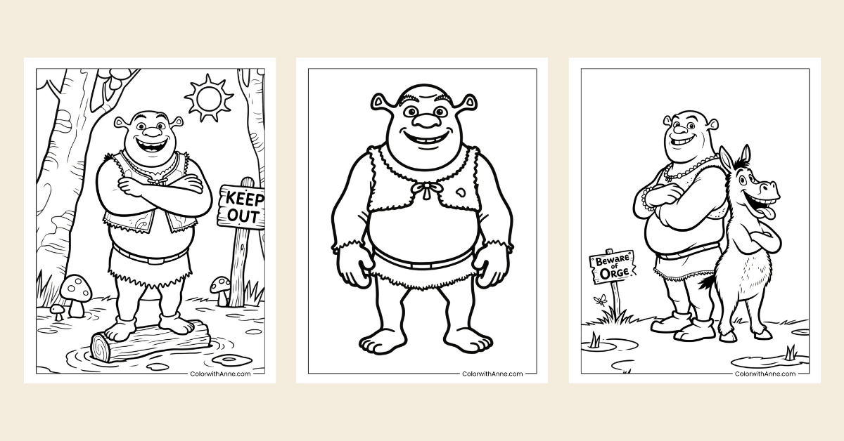 shrek coloring pages banner