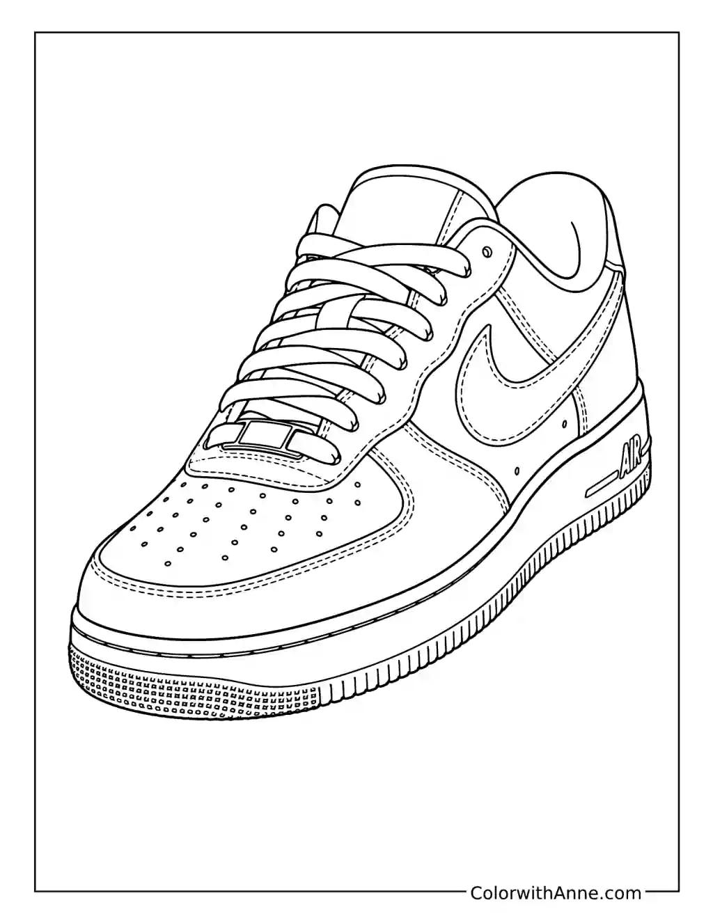 Simple Air Force 1 Low coloring page
