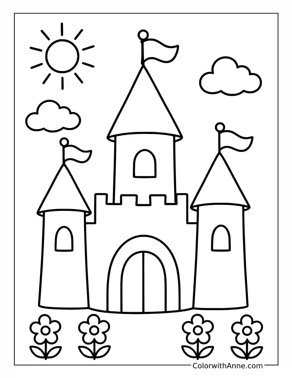 Simple Castle for Preschoolers coloring page