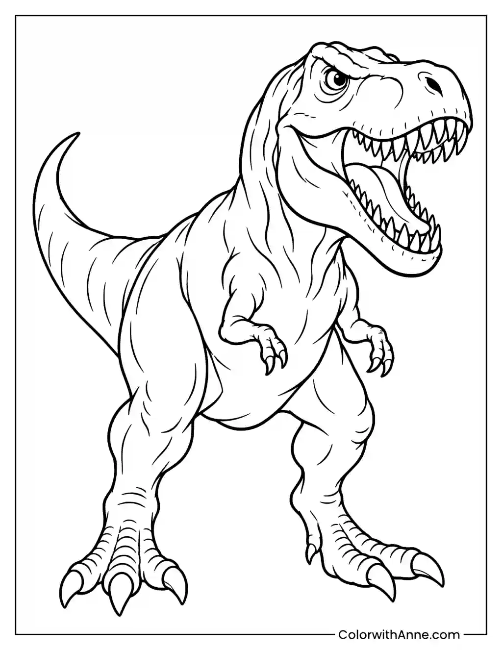 Simple T-Rex Dinosaur Coloring Page for Kids