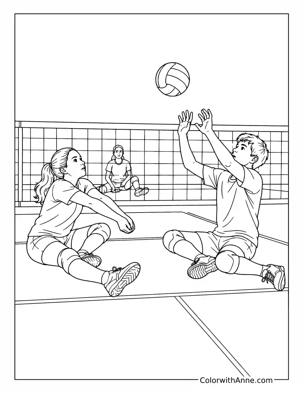 Sitting Volleyball Rally coloring page