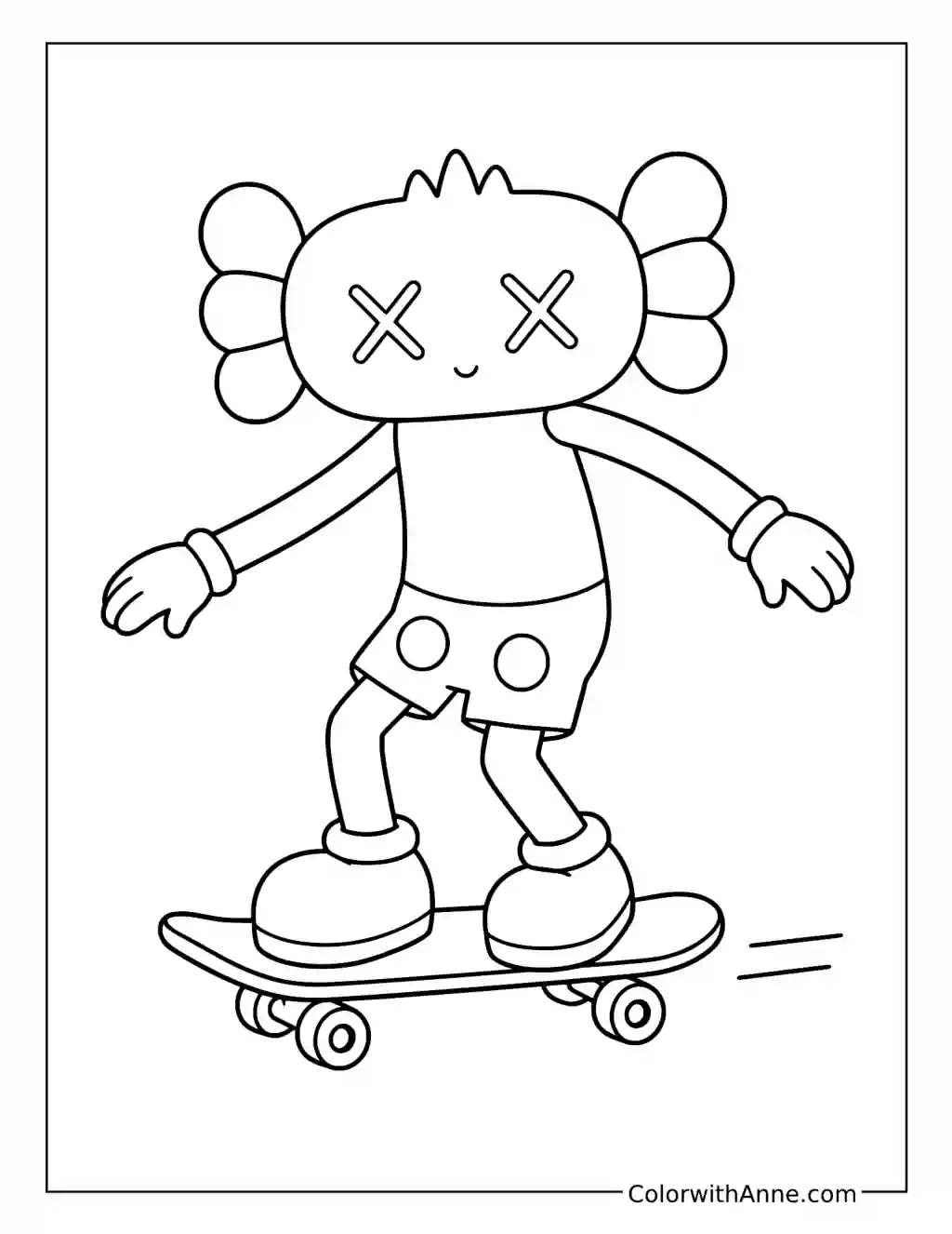 Skateboarding X-Eyed Art Toy coloring page
