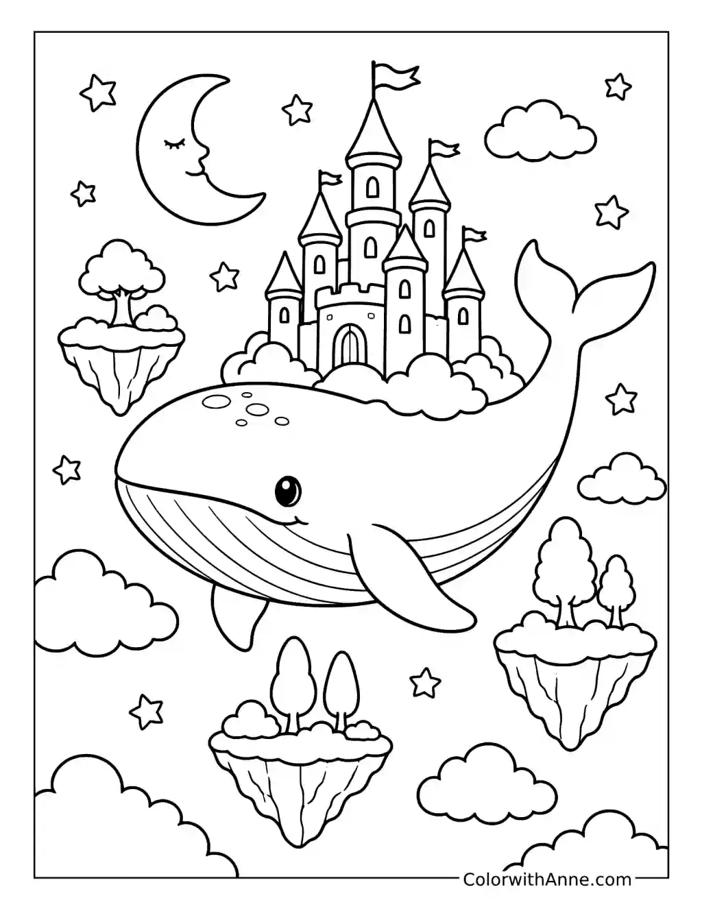 Sky Whale Castle coloring page