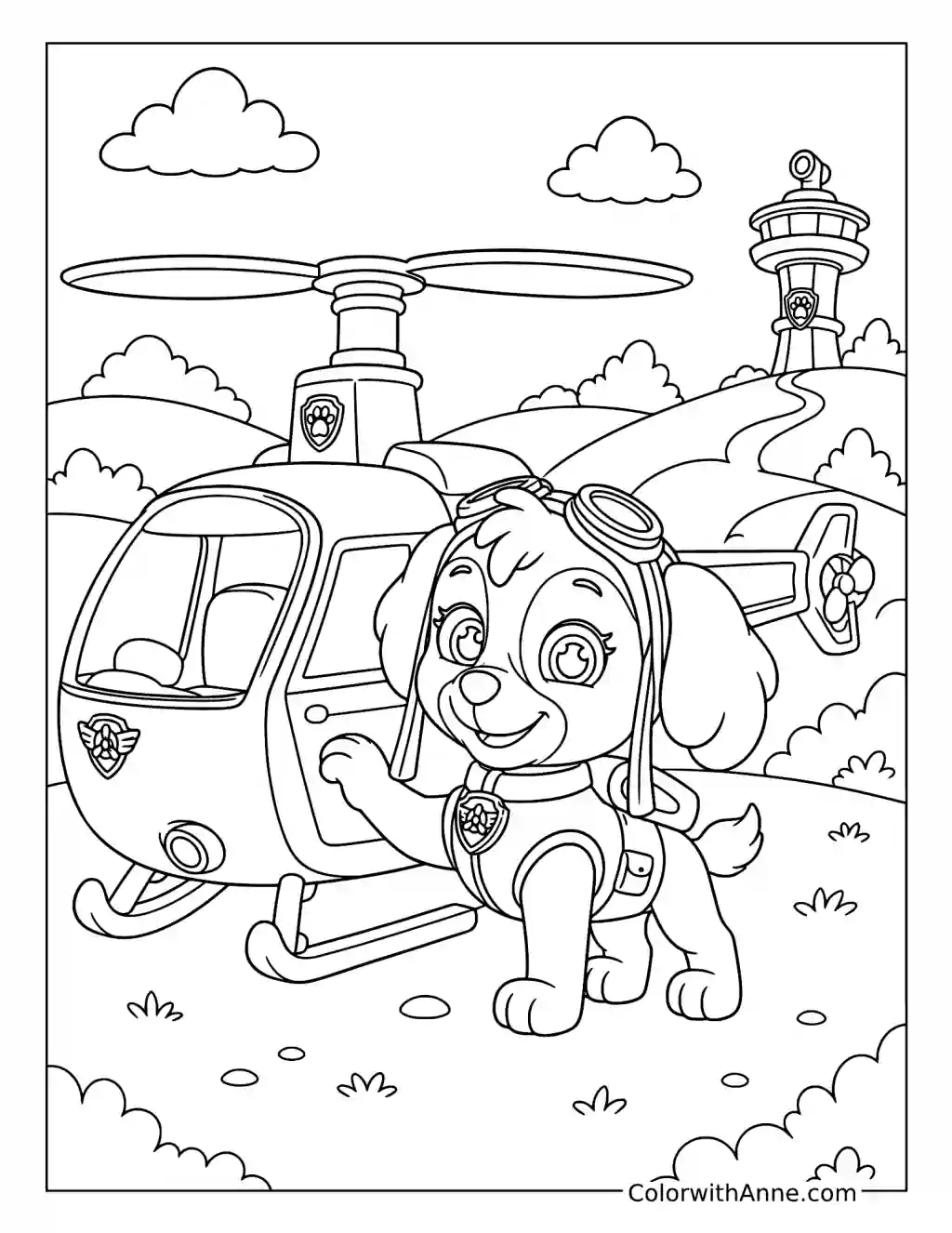 Skye and Her Rescue Helicopter coloring page