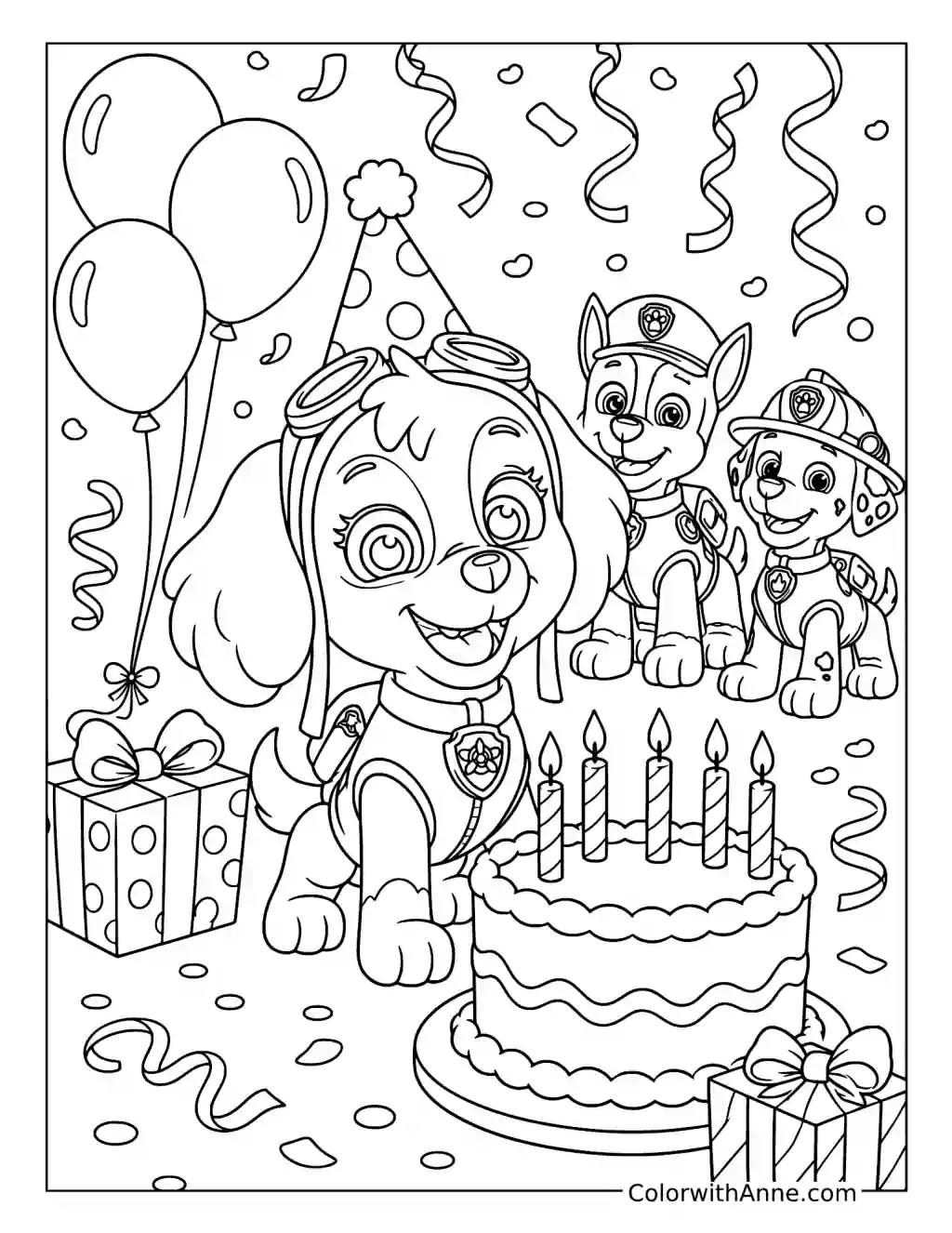 Skye Birthday Party coloring page