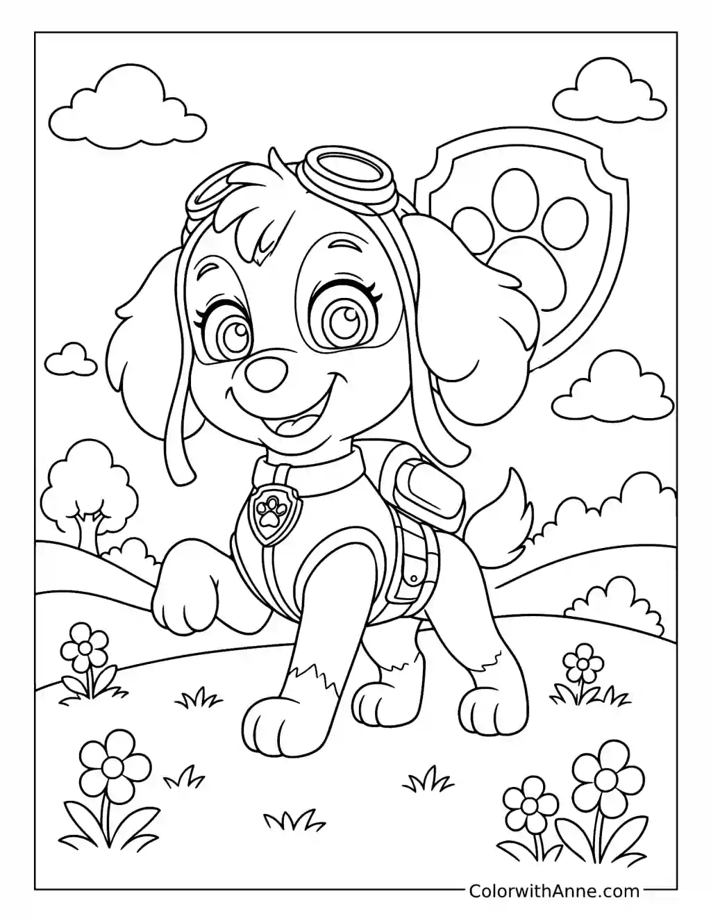 Skye Classic Hero Pose coloring page