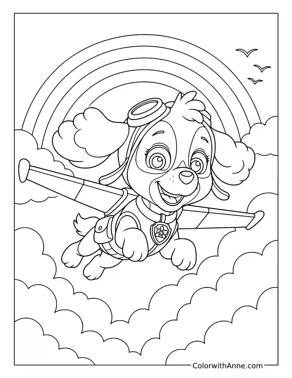Skye Flying Through the Clouds coloring page