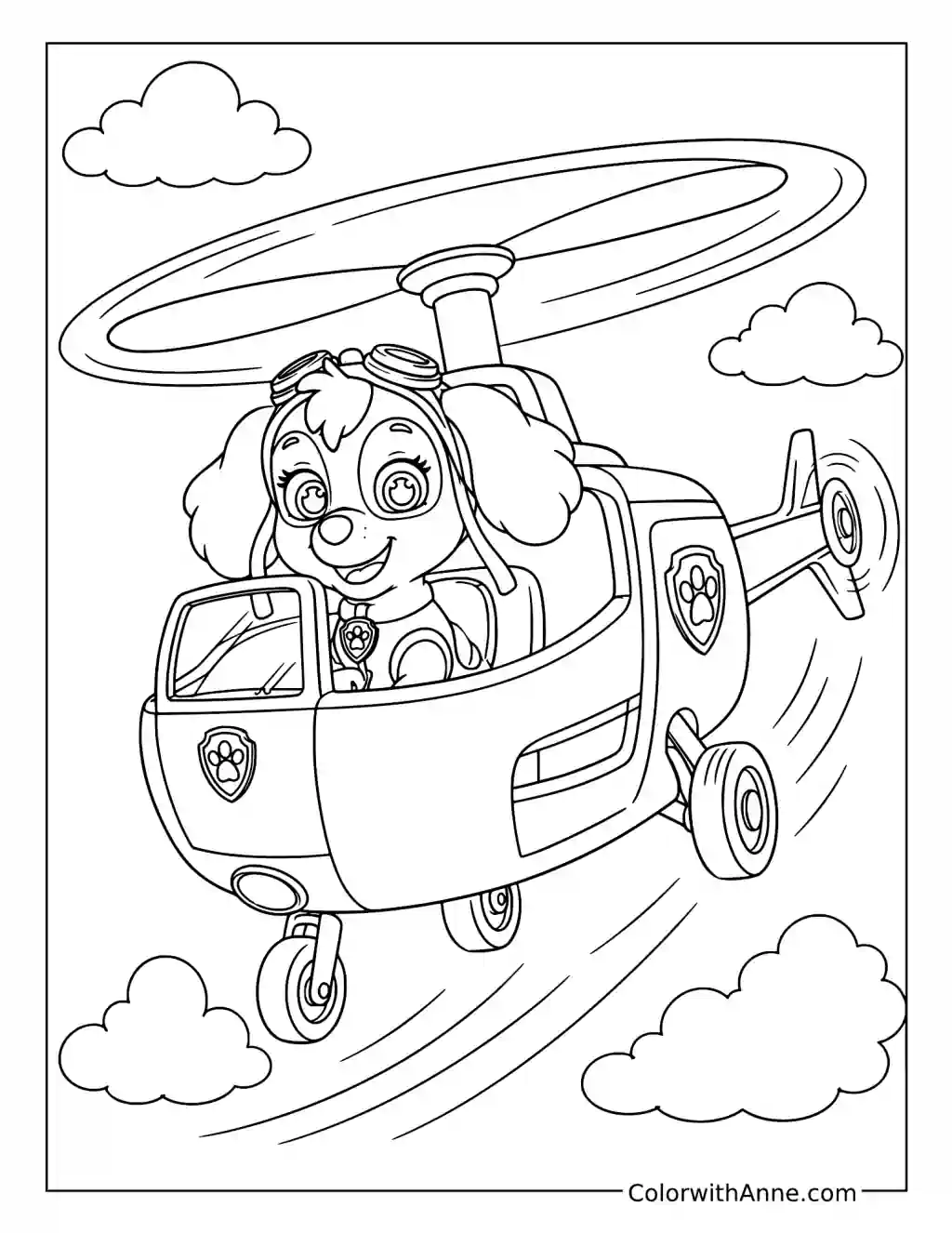 Skye Piloting Her Helicopter coloring page