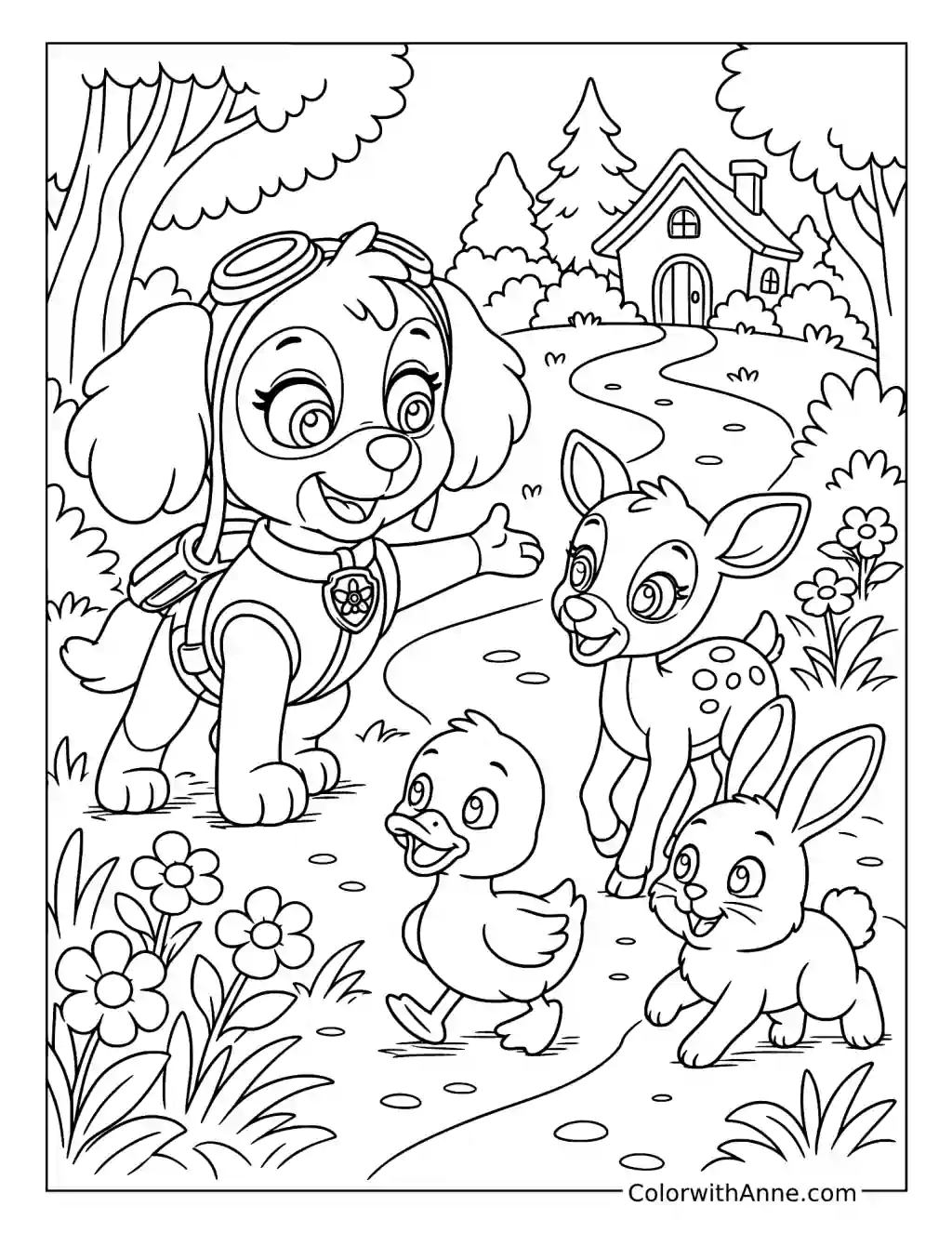 Skye Saving Baby Animals coloring page