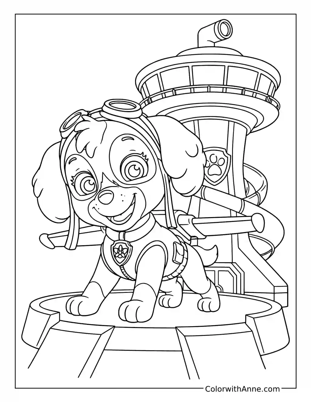 Skye Standing at the Lookout Tower coloring page