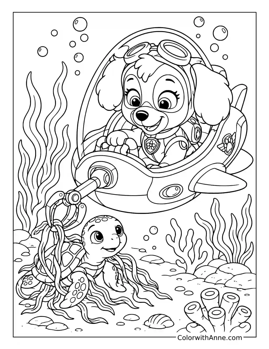 Skye Underwater Rescue coloring page