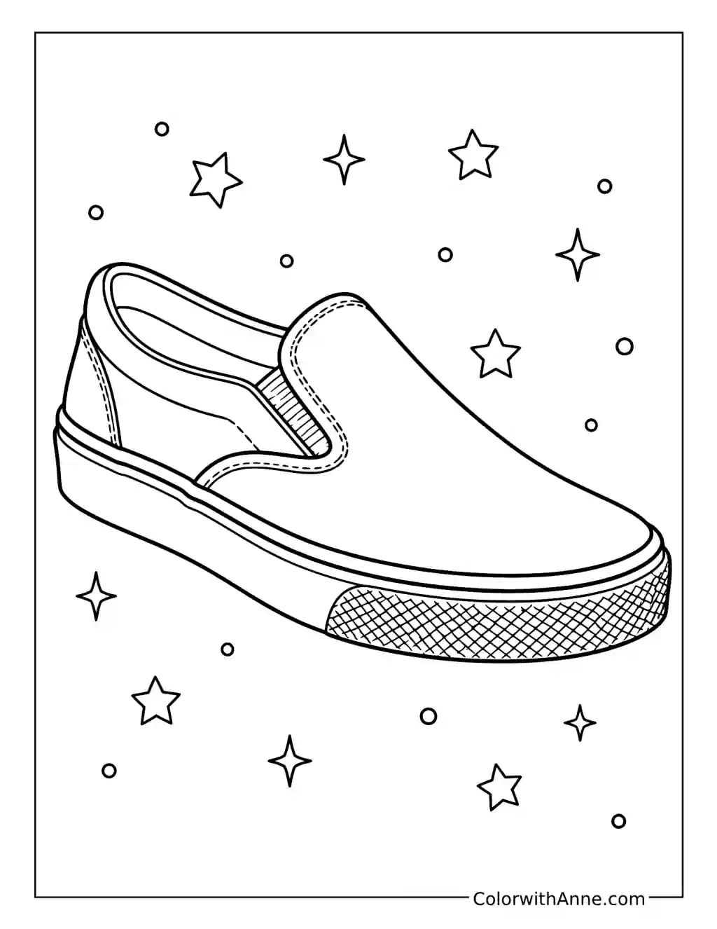 Slip-On Canvas Shoe with Sparkles coloring page