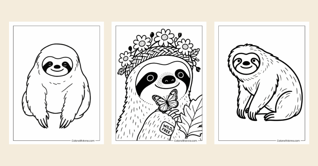 sloth coloring pages banner