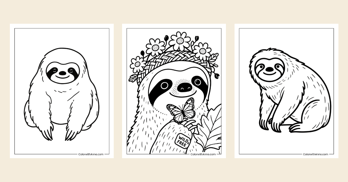 sloth coloring pages banner