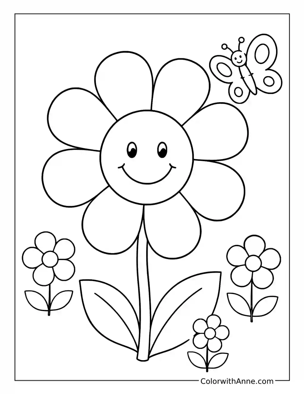 Smiley Face Flower Garden coloring page