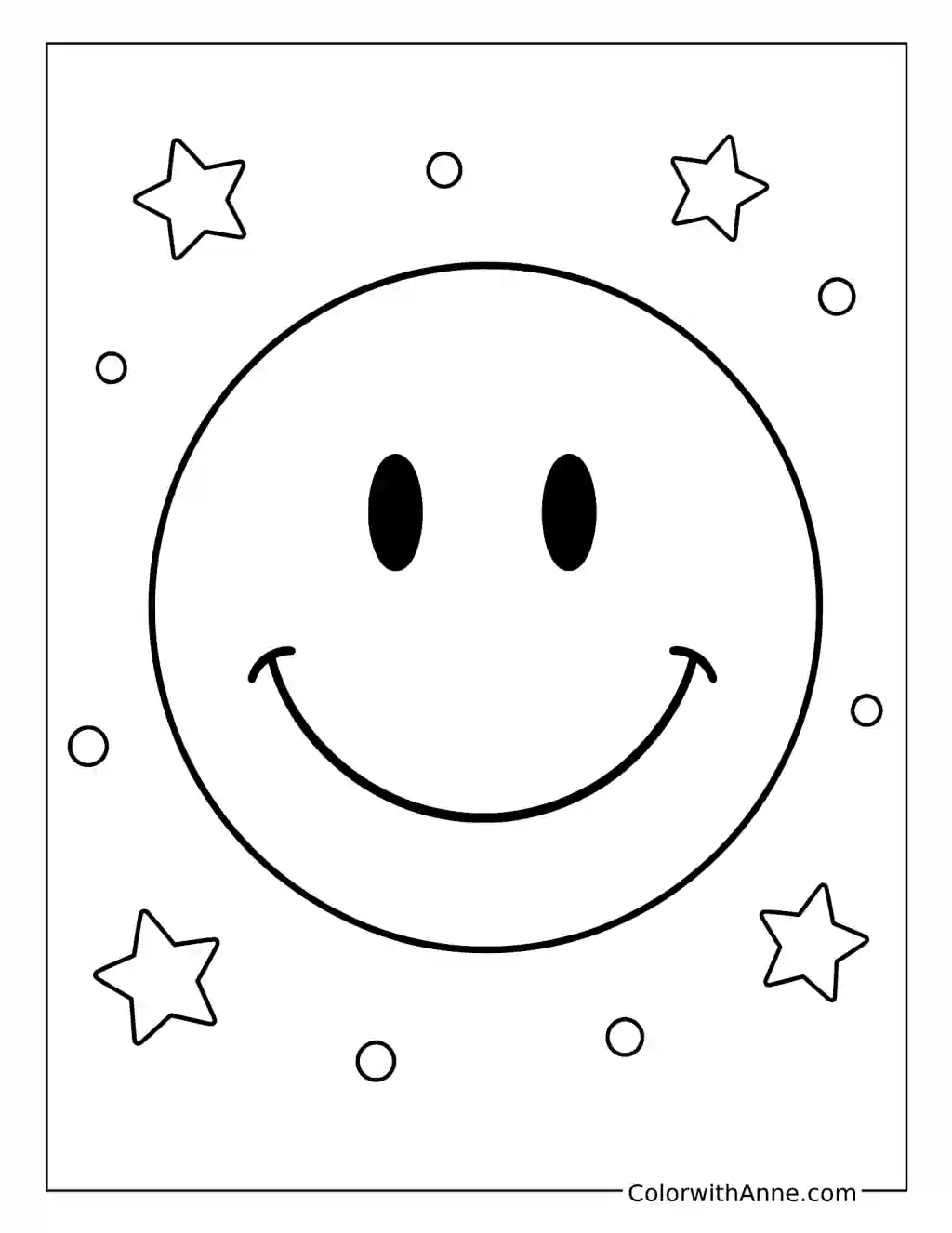 Smiley Face with Stars coloring page