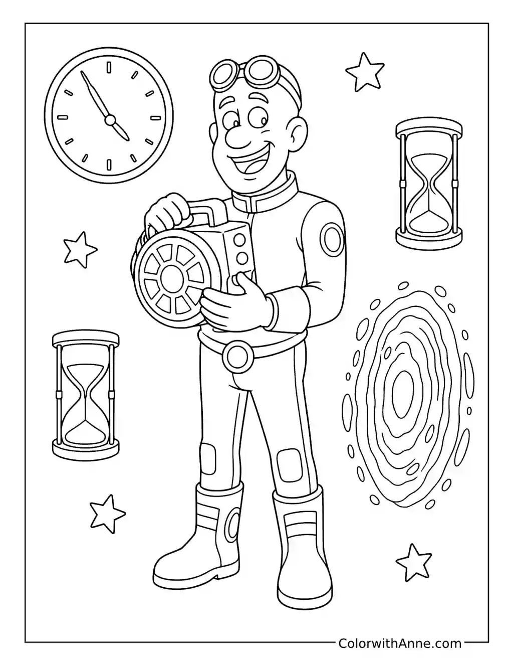 Smiling Blendin Blandin with a Time Device coloring page