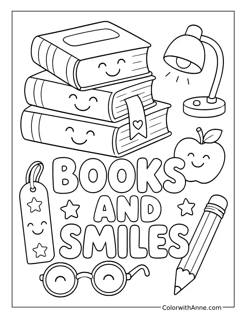 Smiling Books and School-Day Fun coloring page