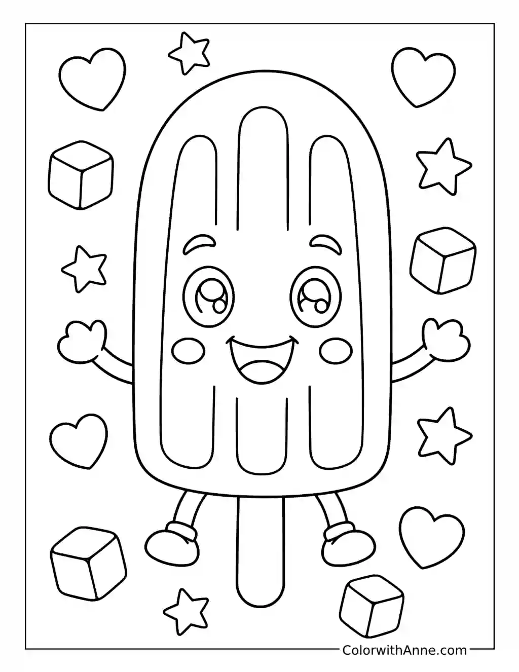 Smiling Popsicle coloring page