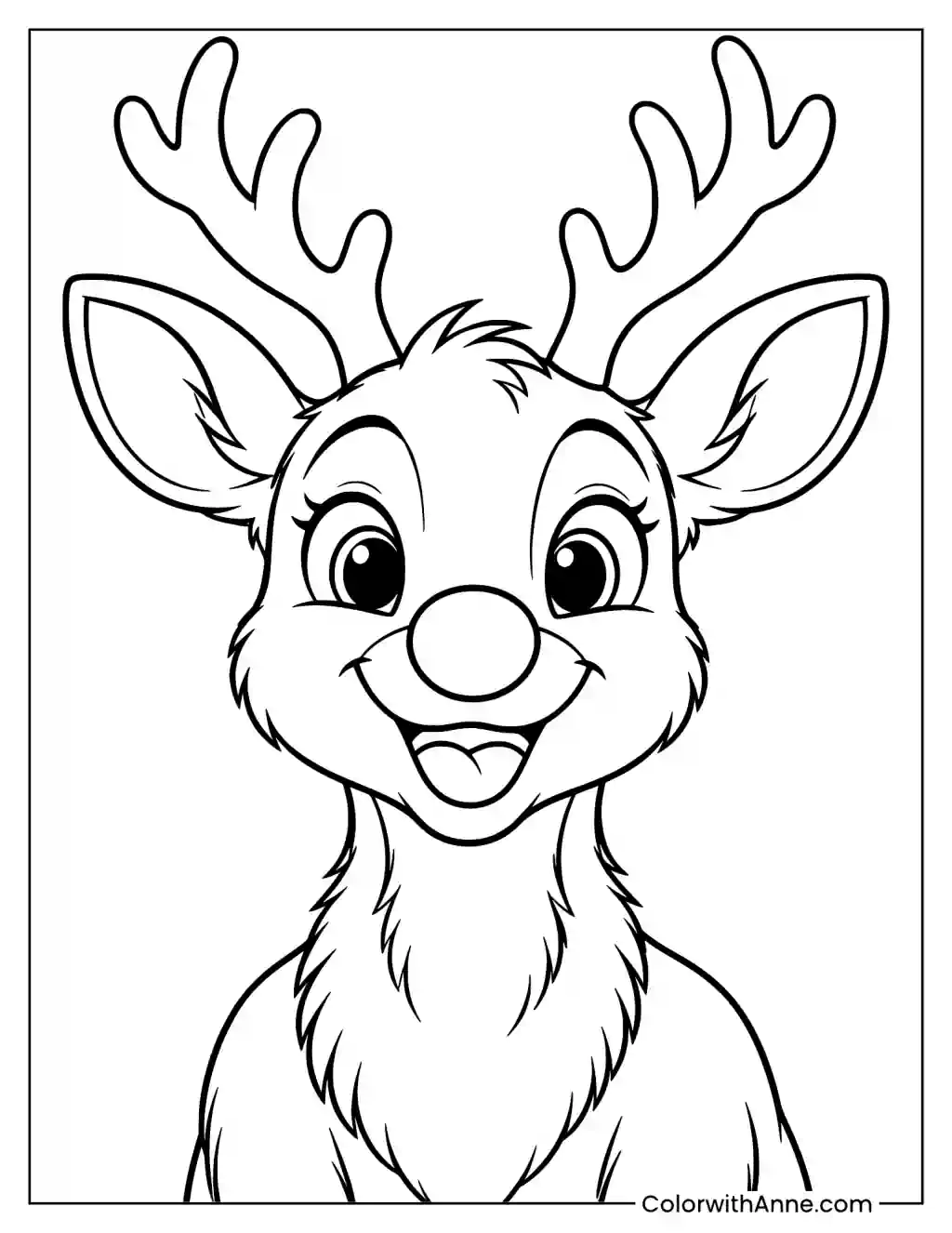 Smiling Rudolph Coloring Page