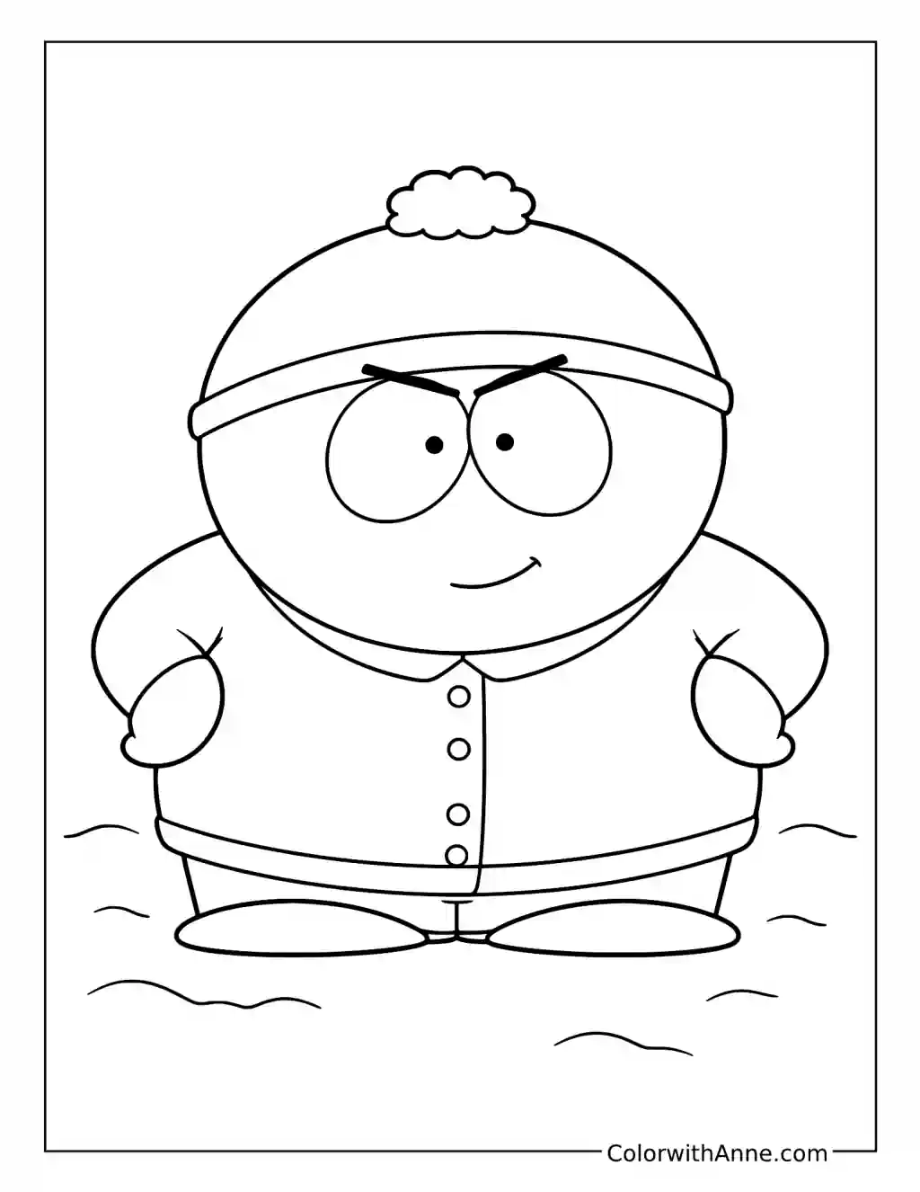 Smug Cartman in Winter Gear coloring page