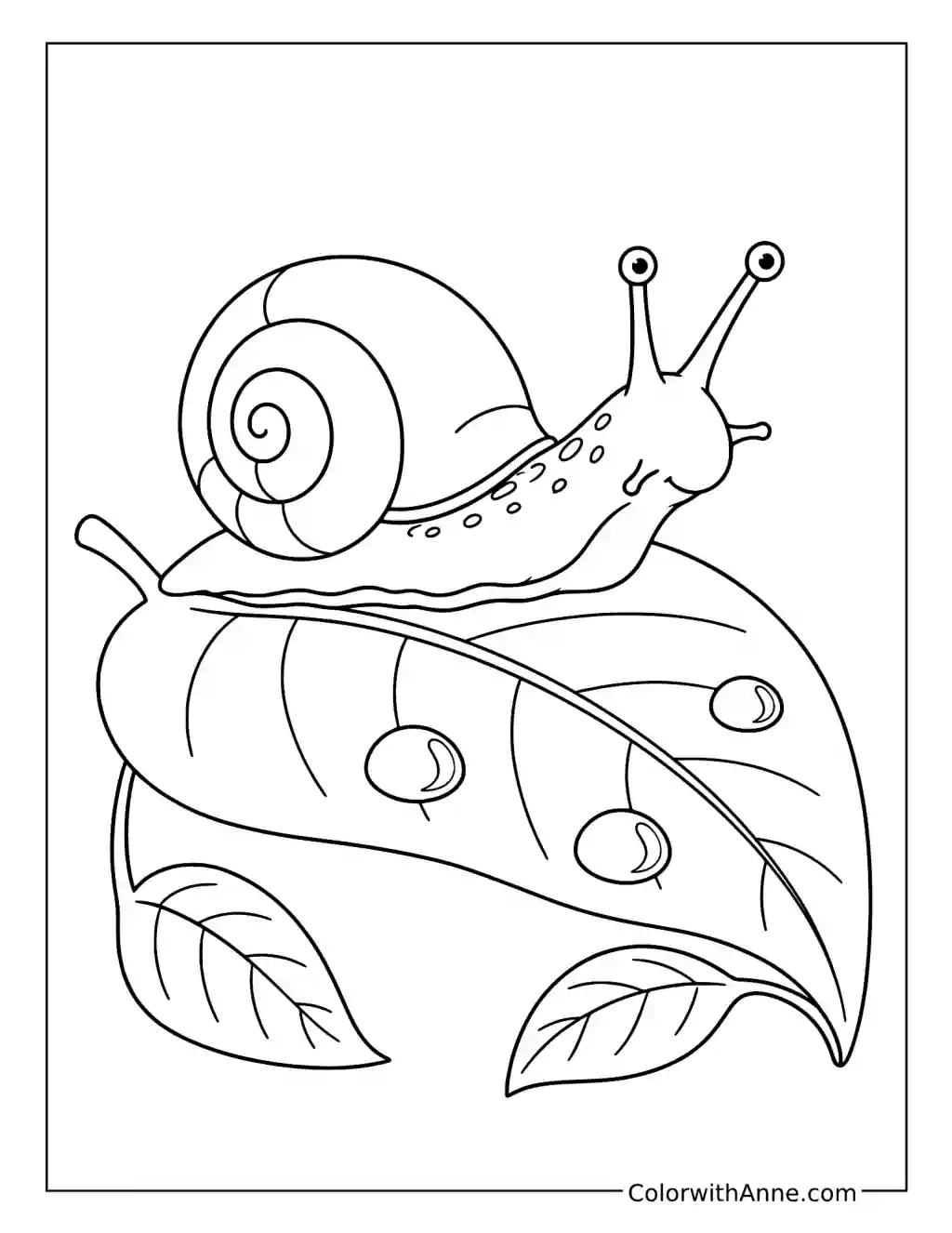 Snail Crawling Across a Leaf coloring page