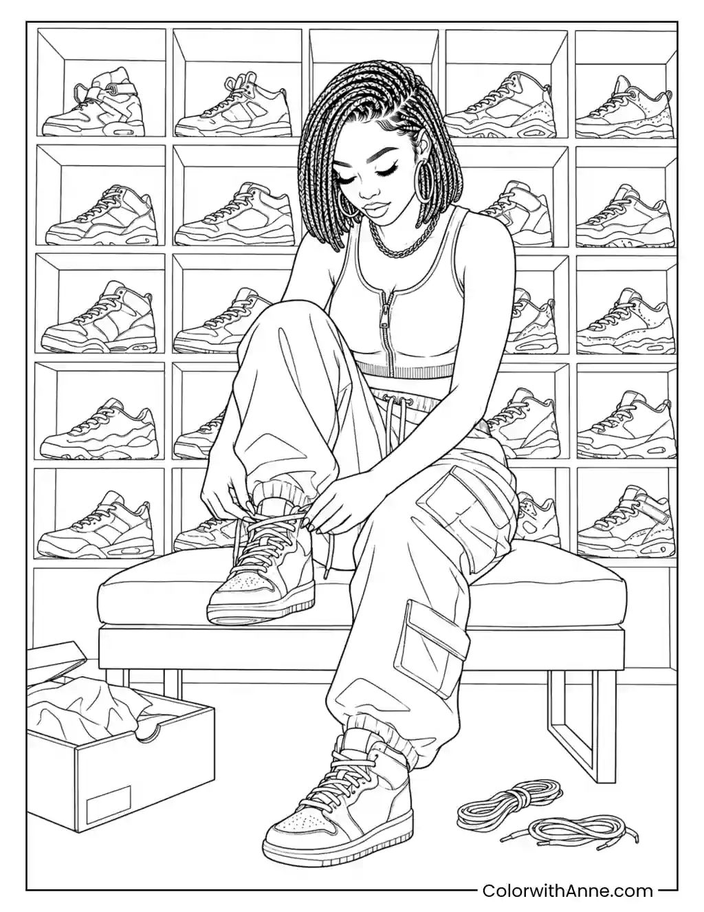 Sneakerhead Closet Queen coloring page