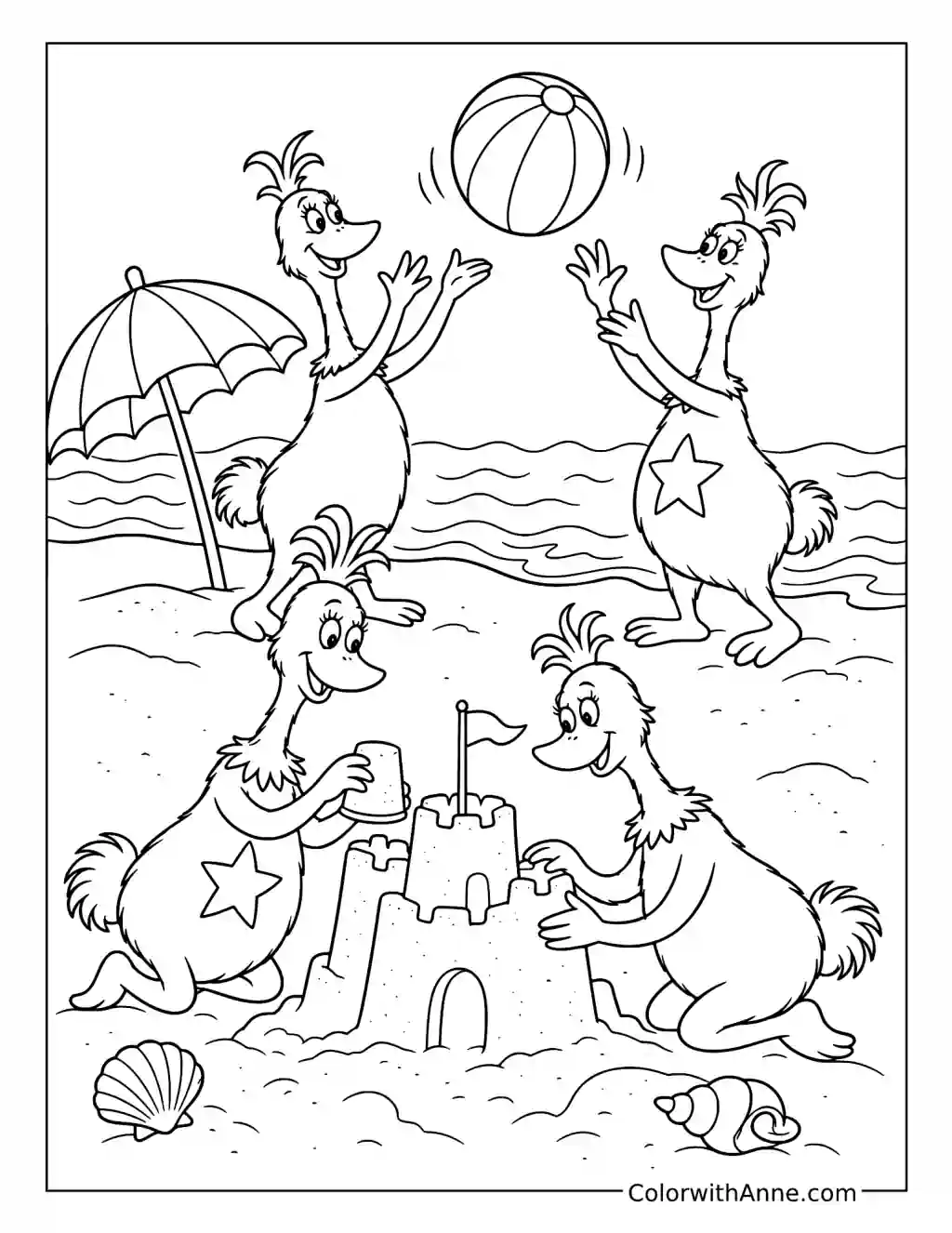 Sneetches Beach Playtime coloring page