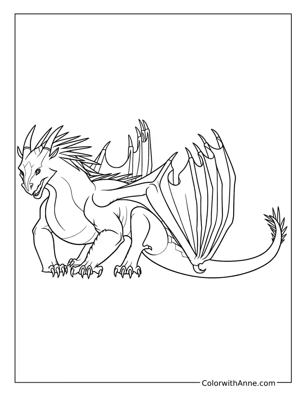 Snowfall Crouching with Raised Wings coloring page