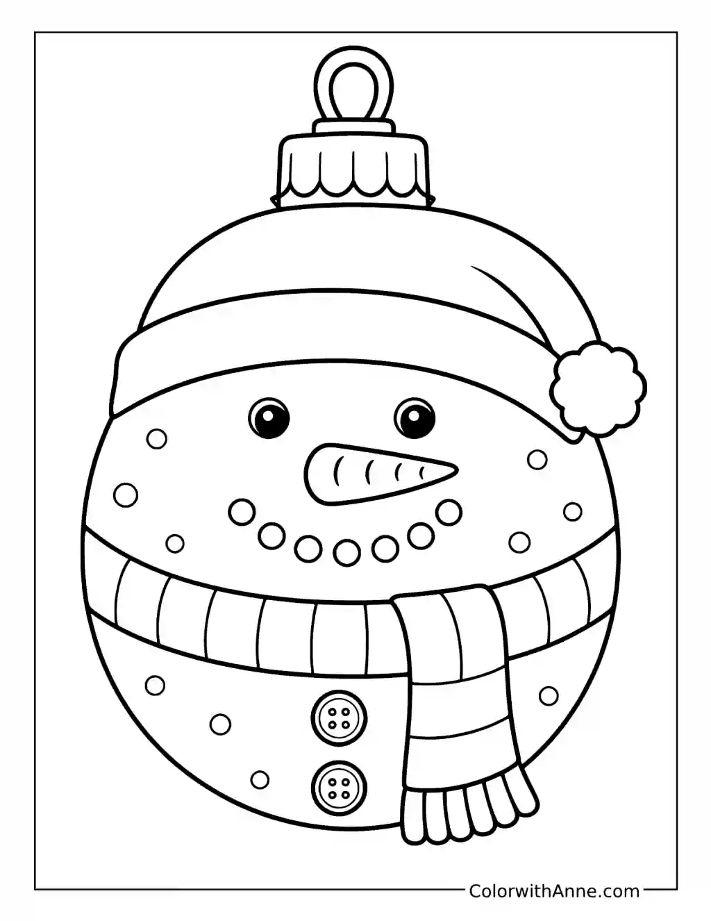 Snowman Christmas Ornament coloring page