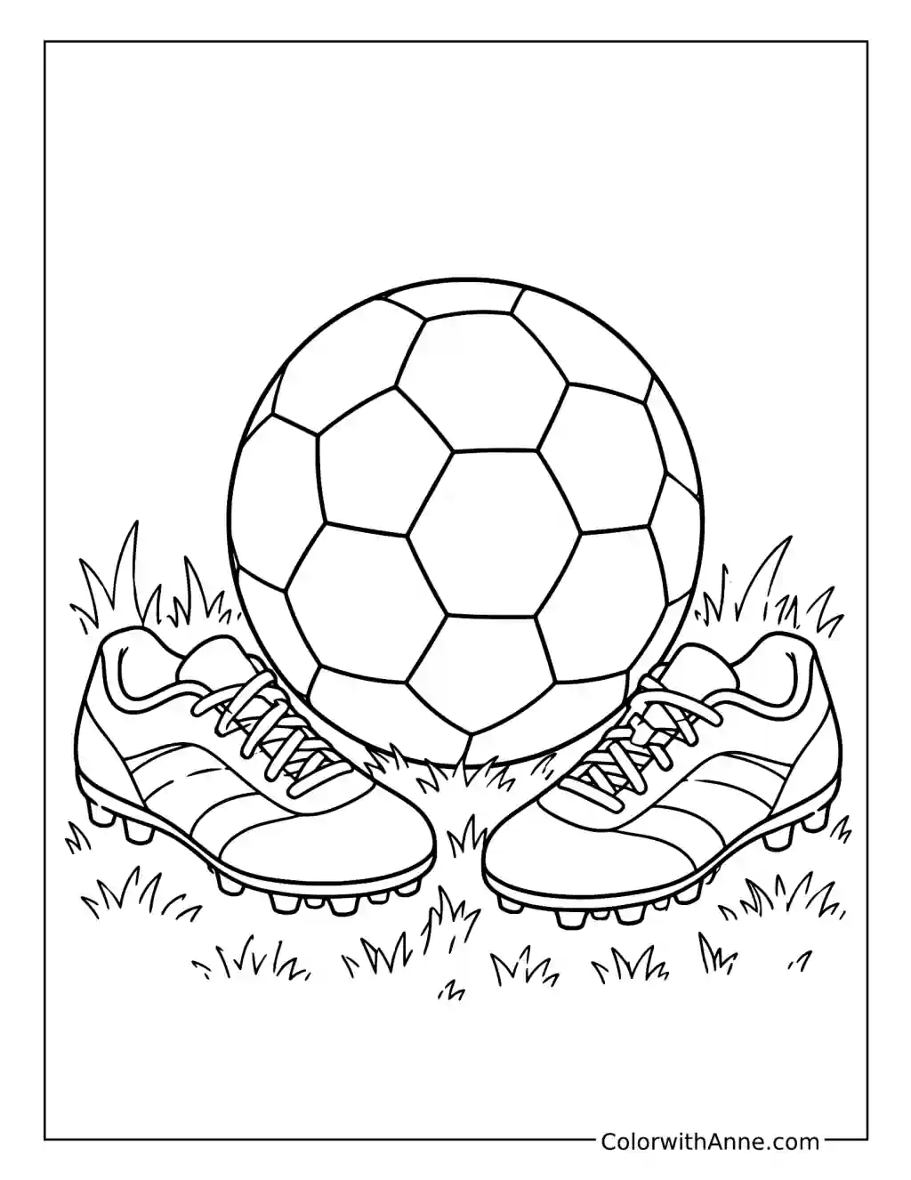 Soccer Ball Between Cleats coloring page