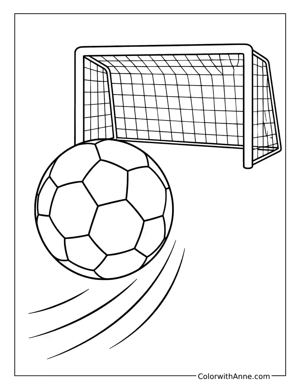 Soccer Ball Flying Toward Goal coloring page