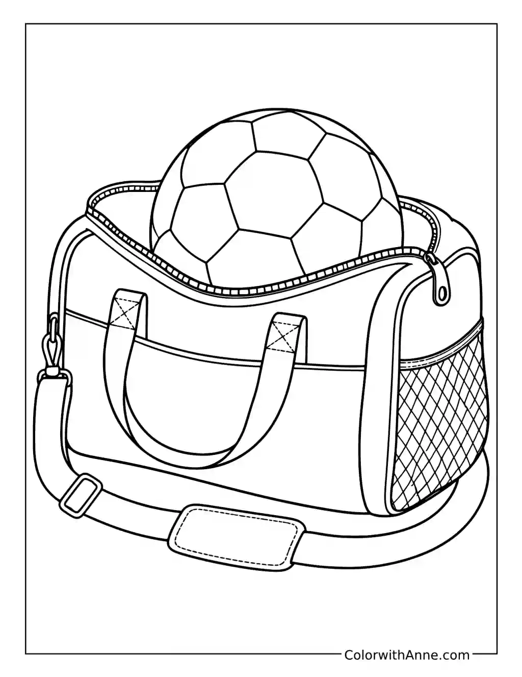 Soccer Ball in Sports Bag coloring page