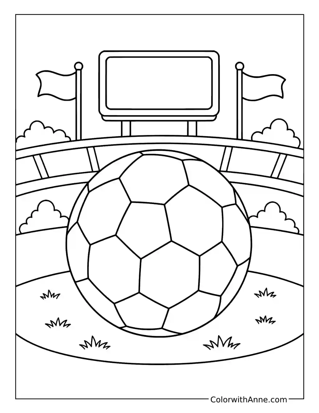 Soccer Ball in Stadium coloring page