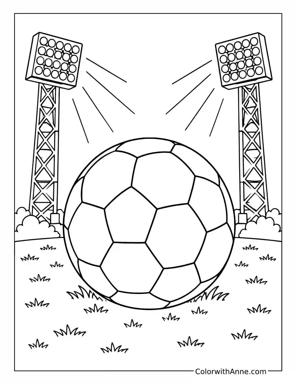 Soccer Ball Under Stadium Lights coloring page